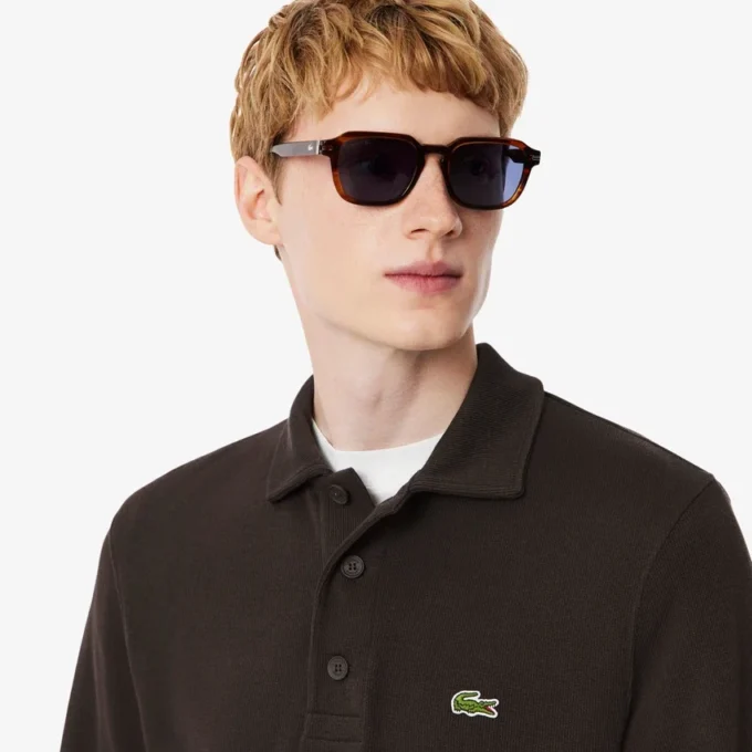 Męska bluza z prążkowanej bawełny z kołnierzem Koszulki Polo Męska bluza z prążkowanej bawełny z kołnierzem Koszulki Polo