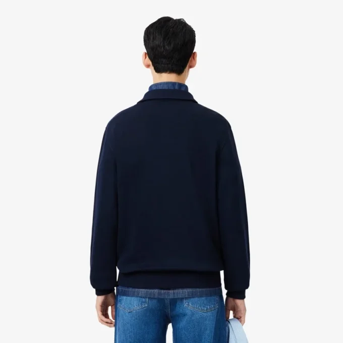 Męska bluza z prążkowanej bawełny z kołnierzem Koszulki Polo Męska bluza z prążkowanej bawełny z kołnierzem Koszulki Polo