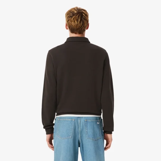 Męska bluza z prążkowanej bawełny z kołnierzem Koszulki Polo Męska bluza z prążkowanej bawełny z kołnierzem Koszulki Polo