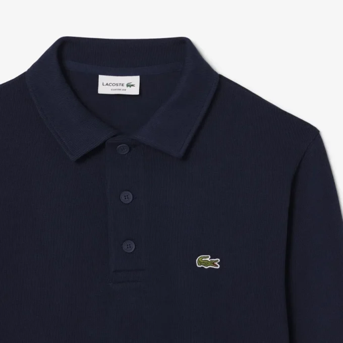 Męska bluza z prążkowanej bawełny z kołnierzem Koszulki Polo Męska bluza z prążkowanej bawełny z kołnierzem Koszulki Polo