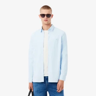 Męska koszula w paski o kroju slim fit z elastycznego materiału, zapinana na guziki Męska koszula w paski o kroju slim fit z elastycznego materiału, zapinana na guziki