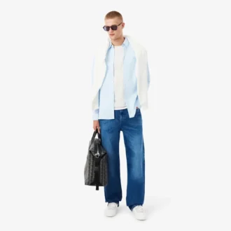 Męska koszula w paski o kroju slim fit z elastycznego materiału, zapinana na guziki Męska koszula w paski o kroju slim fit z elastycznego materiału, zapinana na guziki