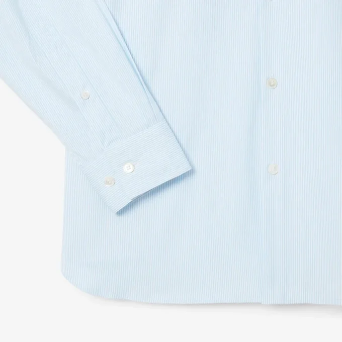 Męska koszula w paski o kroju slim fit z elastycznego materiału, zapinana na guziki Męska koszula w paski o kroju slim fit z elastycznego materiału, zapinana na guziki