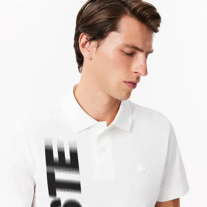 Męska koszulka Polo Lacoste Movement o regularnym kroju z nadrukiem