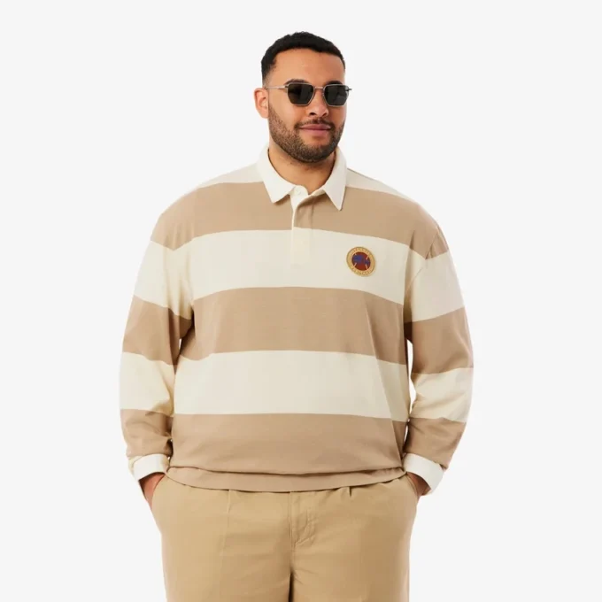 Męska koszulka Polo w stylu rugby o luźnym kroju w paski