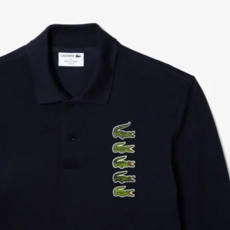 Męska koszulka polo z długim rękawem Original L.12.12 z wieloma naszywkami Męska koszulka polo z długim rękawem Original L.12.12 z wieloma naszywkami