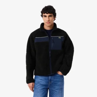Męska kurtka z polaru Sherpa w stylu colorblock