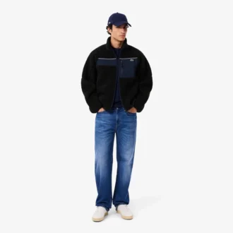 Męska kurtka z polaru Sherpa w stylu colorblock
