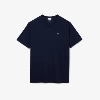 Męski bawełniany T-shirt z prążkowanym dekoltem w serek w wersji Tall