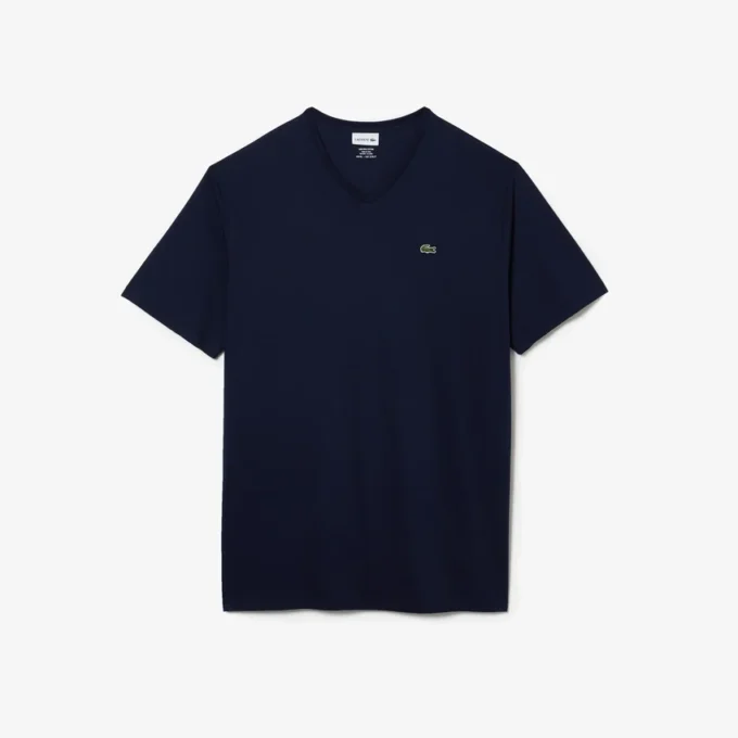 Męski bawełniany T-shirt z prążkowanym dekoltem w serek w wersji Tall