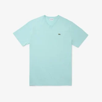 Męski bawełniany T-shirt z prążkowanym dekoltem w serek w wersji Tall