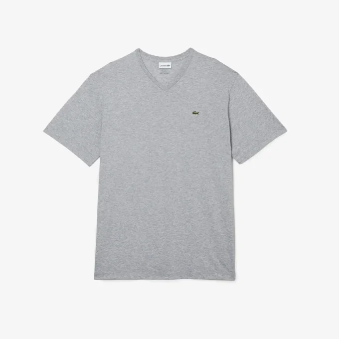 Męski bawełniany T-shirt z prążkowanym dekoltem w serek w wersji Tall