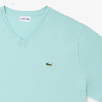 Męski bawełniany T-shirt z prążkowanym dekoltem w serek w wersji Tall