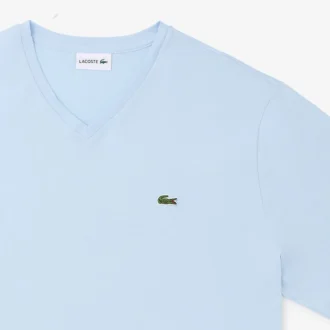 Męski bawełniany T-shirt z prążkowanym dekoltem w serek w wersji Tall