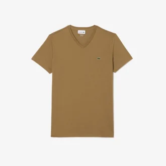 Męski lekki T-shirt z bawełny Pima z dekoltem w serek