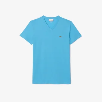 Męski lekki T-shirt z bawełny Pima z dekoltem w serek
