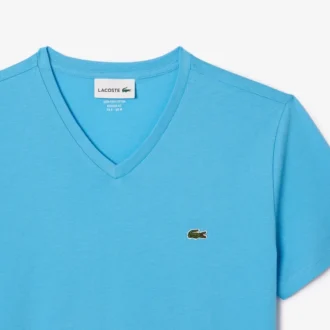 Męski lekki T-shirt z bawełny Pima z dekoltem w serek