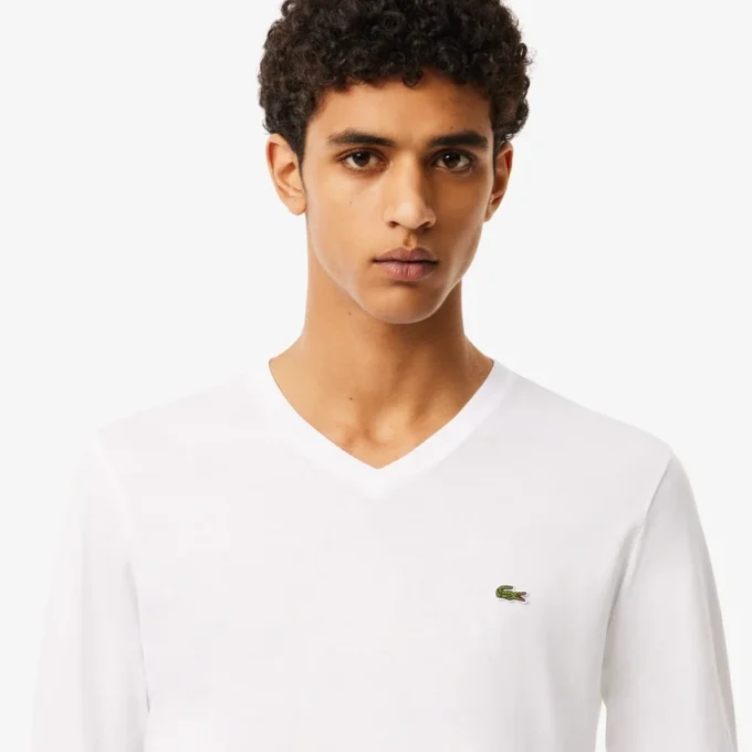Męski lekki T-shirt z bawełny Pima z dekoltem w serek Męski lekki T-shirt z bawełny Pima z dekoltem w serek