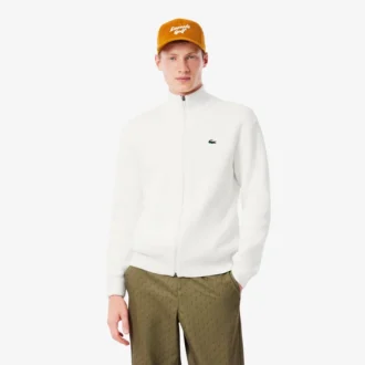 Męski sweter Golf z prążkowanej dzianiny zapinany na zamek