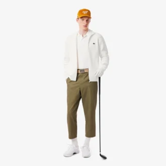 Męski sweter Golf z prążkowanej dzianiny zapinany na zamek