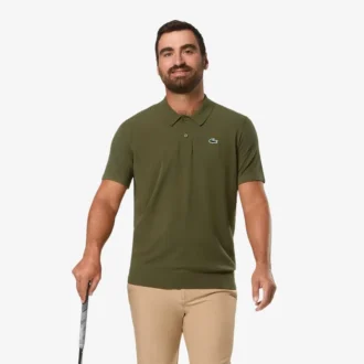 Męski sweter golfowy z krótkim rękawem i kołnierzykiem Polo Męski sweter golfowy z krótkim rękawem i kołnierzykiem Polo