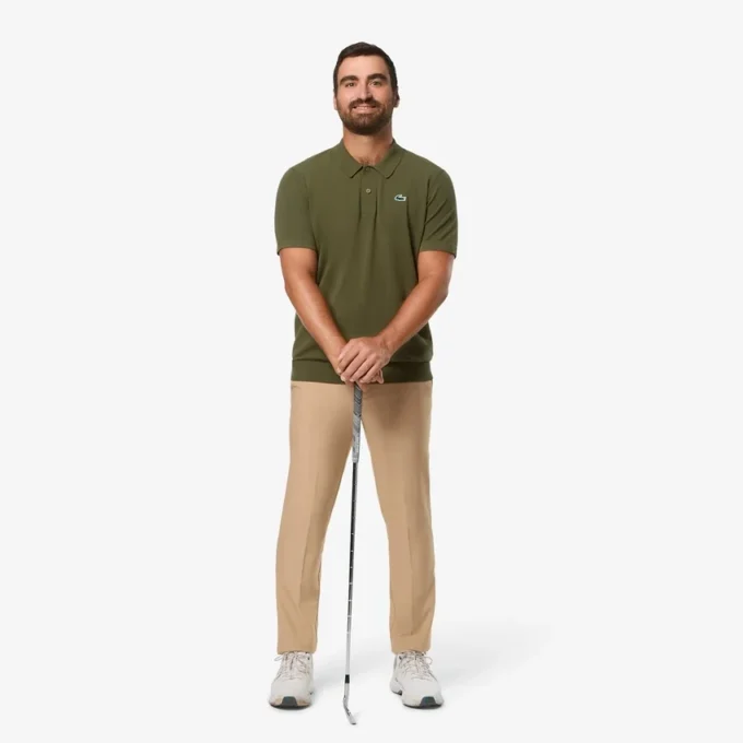Męski sweter golfowy z krótkim rękawem i kołnierzykiem Polo Męski sweter golfowy z krótkim rękawem i kołnierzykiem Polo