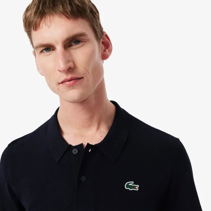 Męski sweter golfowy z krótkim rękawem i kołnierzykiem Polo Męski sweter golfowy z krótkim rękawem i kołnierzykiem Polo