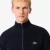 Męski sweter golfowy z prążkowanej dzianiny zapinany na zamek Męski sweter golfowy z prążkowanej dzianiny zapinany na zamek