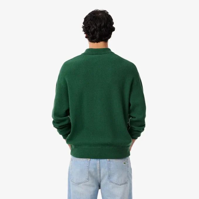 Męski sweter koszulki Polo z wełny o luźnym kroju Męski sweter koszulki Polo z wełny o luźnym kroju