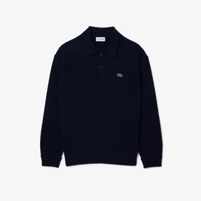 Męski sweter koszulki Polo z wełny o luźnym kroju Męski sweter koszulki Polo z wełny o luźnym kroju