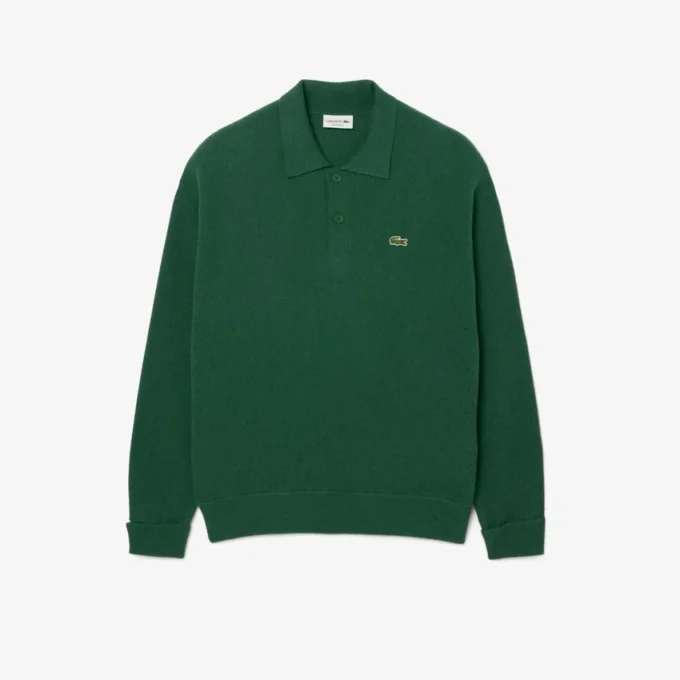 Męski sweter koszulki Polo z wełny o luźnym kroju Męski sweter koszulki Polo z wełny o luźnym kroju