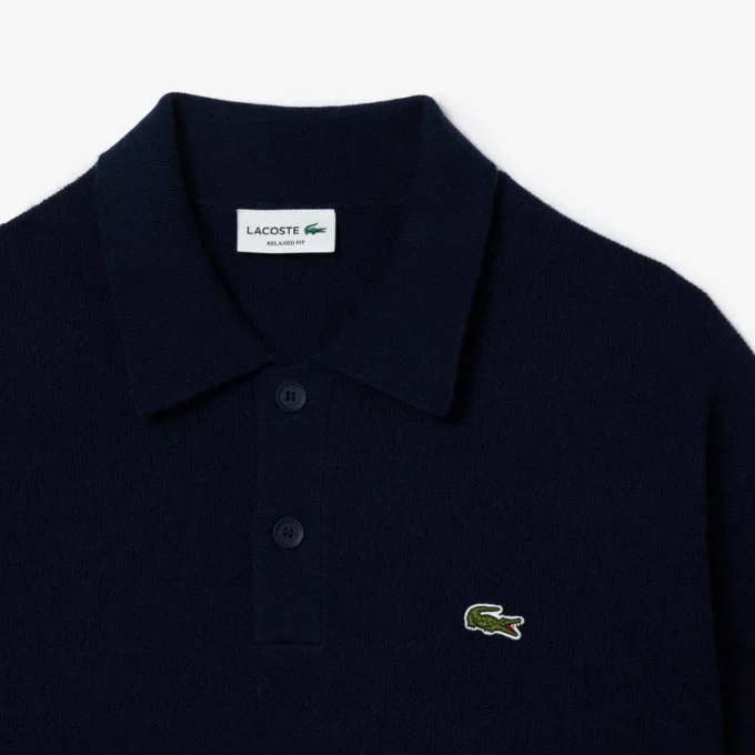 Męski sweter koszulki Polo z wełny o luźnym kroju Męski sweter koszulki Polo z wełny o luźnym kroju