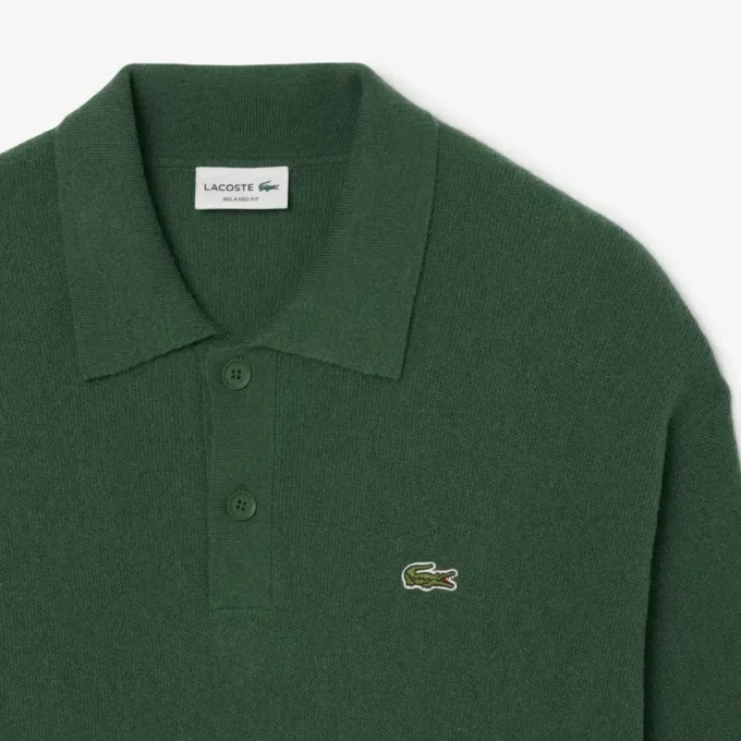 Męski sweter koszulki Polo z wełny o luźnym kroju Męski sweter koszulki Polo z wełny o luźnym kroju