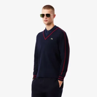 Męski sweter w paski z dekoltem w serek z edycji archiwalnej