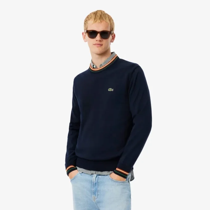 Męski sweter z bawełnianego dżerseju w paski Męski sweter z bawełnianego dżerseju w paski