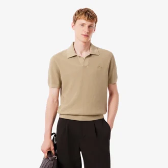 Męski sweter z mieszanki bawełny z otwartym kołnierzem Koszulki Polo Męski sweter z mieszanki bawełny z otwartym kołnierzem Koszulki Polo