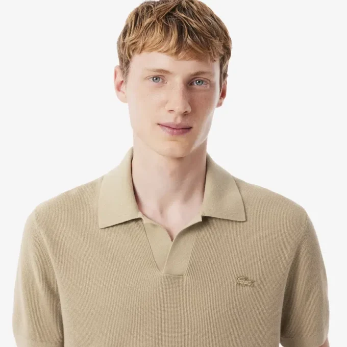 Męski sweter z mieszanki bawełny z otwartym kołnierzem Koszulki Polo Męski sweter z mieszanki bawełny z otwartym kołnierzem Koszulki Polo