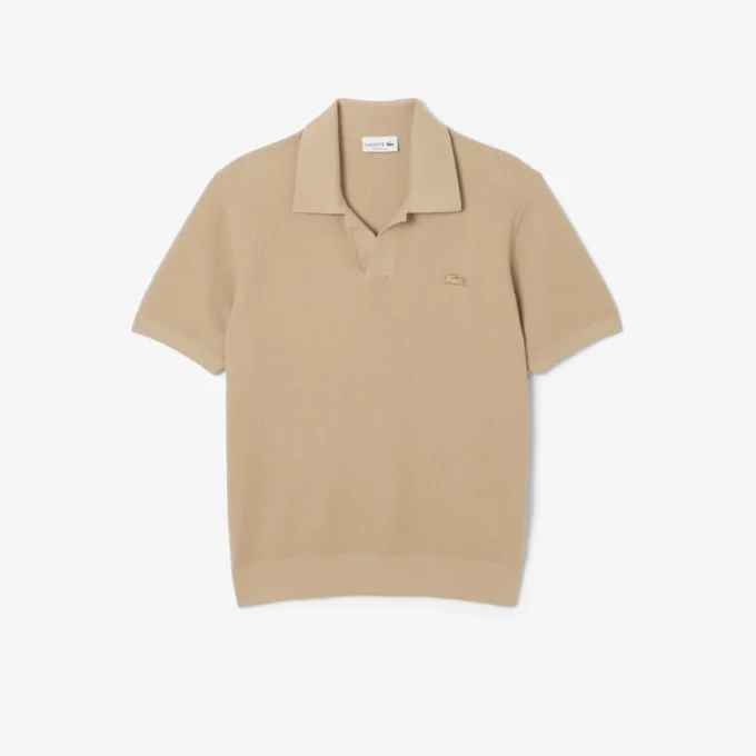 Męski sweter z mieszanki bawełny z otwartym kołnierzem Koszulki Polo Męski sweter z mieszanki bawełny z otwartym kołnierzem Koszulki Polo