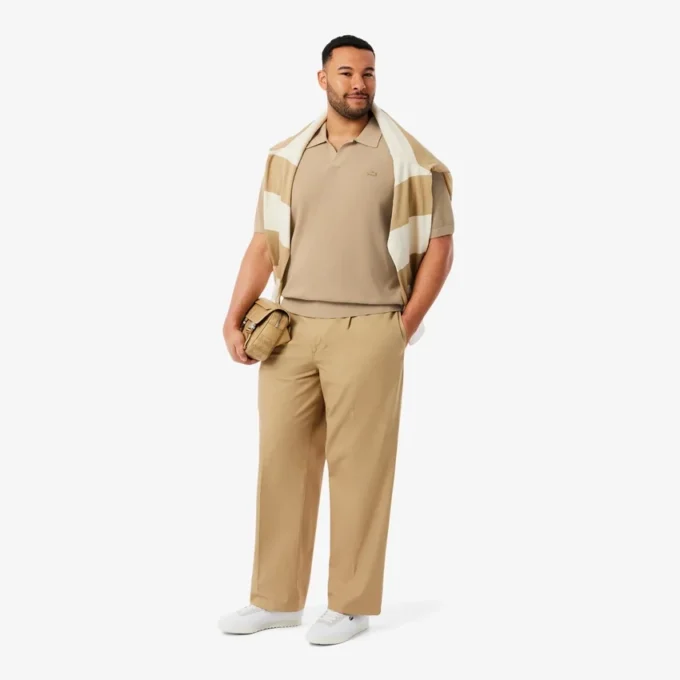 Męski sweter z mieszanki bawełny z otwartym kołnierzem Koszulki Polo Męski sweter z mieszanki bawełny z otwartym kołnierzem Koszulki Polo