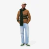 Męski sweter z wełny w paski z dekoltem w serek Męski sweter z wełny w paski z dekoltem w serek