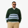 Męski sweter z wełny w paski z dekoltem w serek Męski sweter z wełny w paski z dekoltem w serek