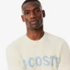 Męski sweter z wełny z intarsją z logo marki Męski sweter z wełny z intarsją z logo marki