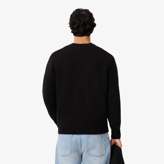 Męski sweter z wełny z intarsją z logo marki Męski sweter z wełny z intarsją z logo marki