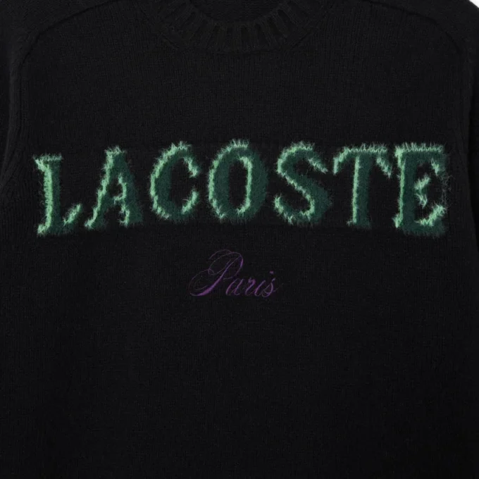 Męski sweter z wełny z intarsją z logo marki Męski sweter z wełny z intarsją z logo marki