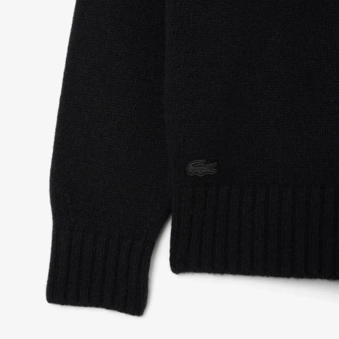 Męski sweter z wełny z intarsją z logo marki Męski sweter z wełny z intarsją z logo marki