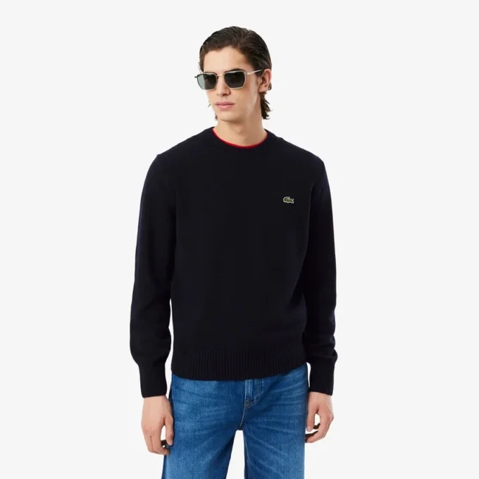 Męski sweter z wełny z okrągłym dekoltem Męski sweter z wełny z okrągłym dekoltem