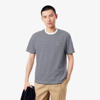 Męski T-shirt w paski z grubej bawełny