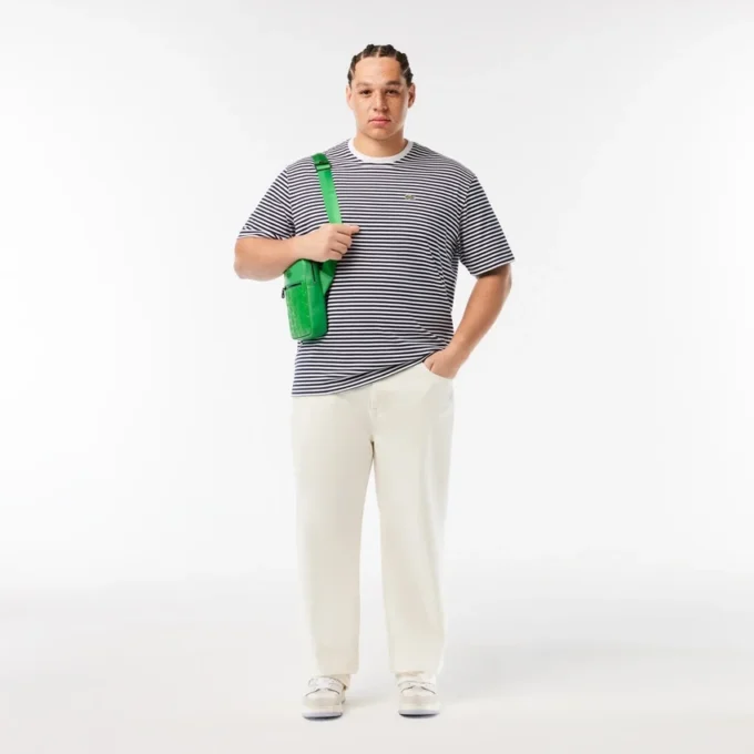 Męski T-shirt w paski z grubej bawełny Męski T-shirt w paski z grubej bawełny