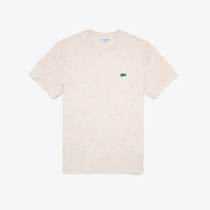 Męski T-shirt z bawełnianego dżerseju o regularnym kroju z nadrukiem w cętki Męski T-shirt z bawełnianego dżerseju o regularnym kroju z nadrukiem w cętki