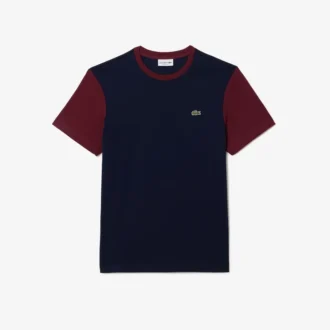 Męski T-shirt z bawełny o regularnym kroju z kontrastowymi wstawkami